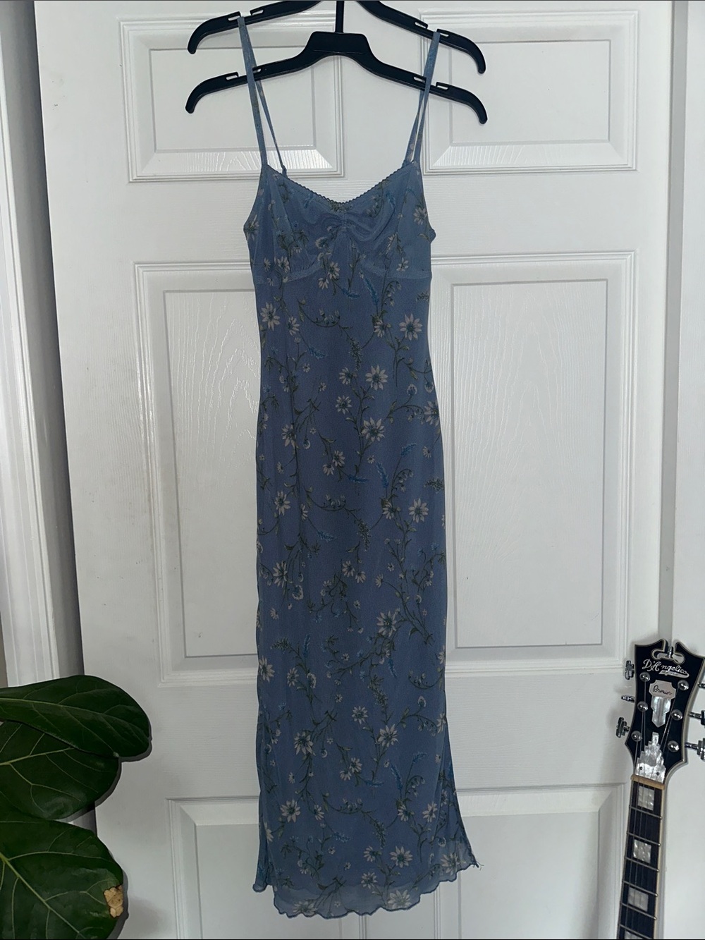 Muted Blue dandilion Dress with Spaghetti Straps